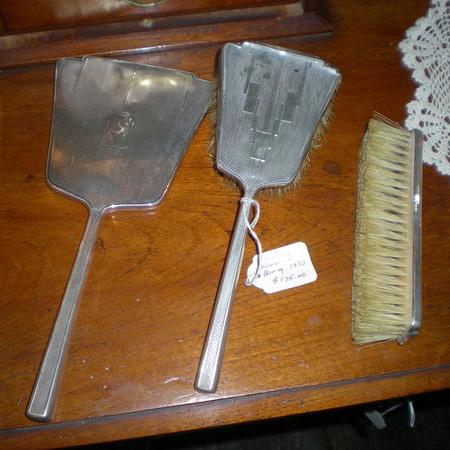 Sterling Silver Brush mirror & Sml brush
